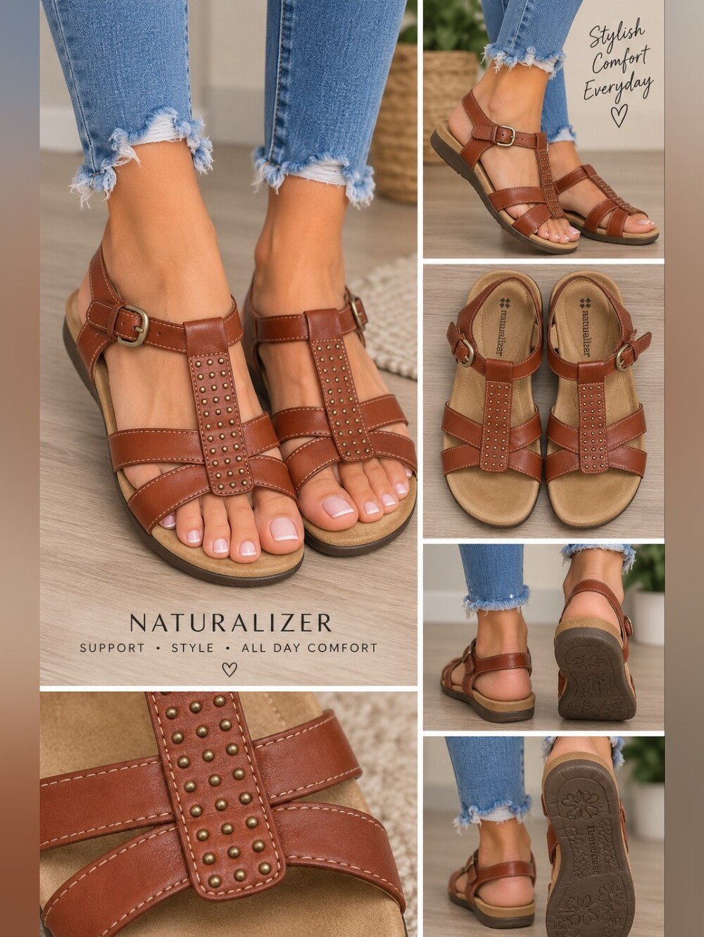 Naturalizer Women's size 7 wide brown strap sandals #26